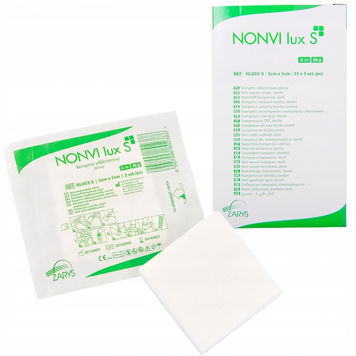 KOMPRESY WŁÓKNINOWE JAŁOWE NONVI LUX S ZARYS 10 X 10CM