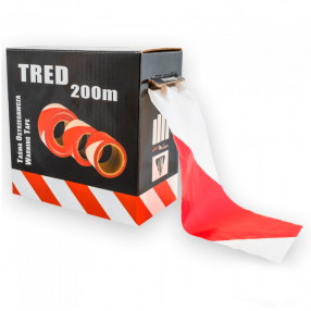 TAŚMA OSTRZEGAWCZA BIAŁO-CZERWONA 70MM X 200M BOX