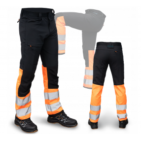ELASTYCZNE SPODNIE ROBOCZE MĘSKIE OUTDOOROWE ODDYCHAJĄCE LETNIE WYGODNE VIS ORANGE